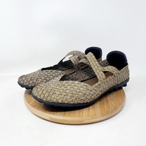 Bernie Mev Shoes Womens 42 Charm Gold Metallic Slip On Mary Jane‎ Flat Sandals - Picture 6 of 13